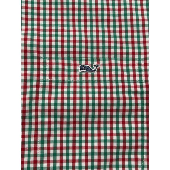 Vineyard Vines Slim Fit Tucker Men's XXL Red & Green Plaid Dress Shirt Christmas - Picture 6 of 8